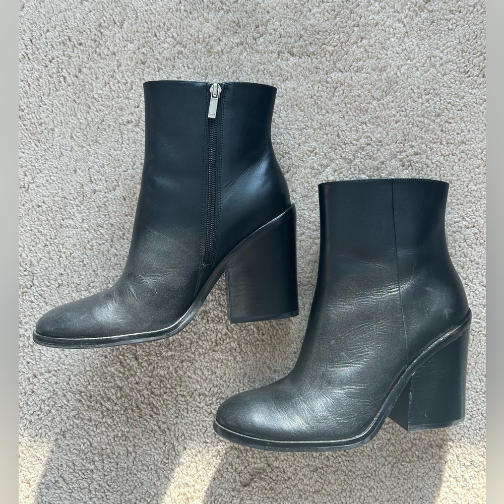 Marc Fisher Black Block Heeled Ankle Boots